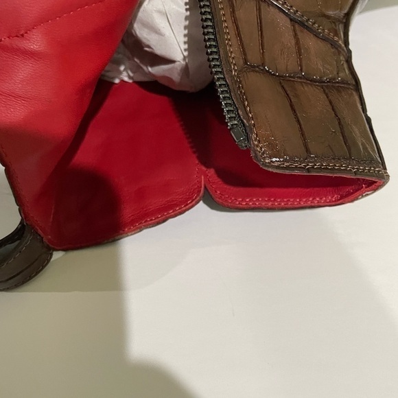 Fennix italy boot brown alligator side zipper classy fashionable red bottle sole - Picture 5 of 6